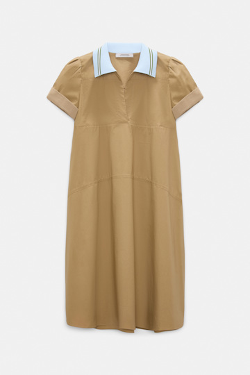 Dorothee Schumacher Polo mini-dress in cotton poplin desert