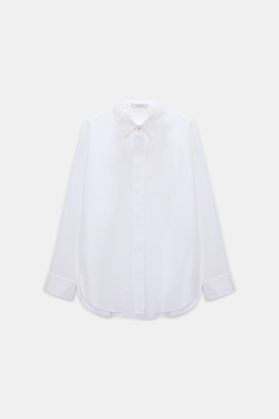Dorothee Schumacher Cotton poplin shirt with floral collar pure white