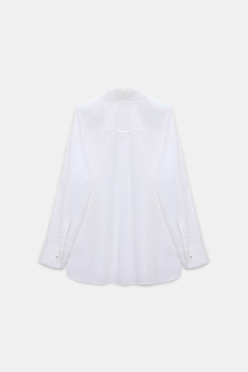 Dorothee Schumacher Cotton poplin shirt with floral collar pure white