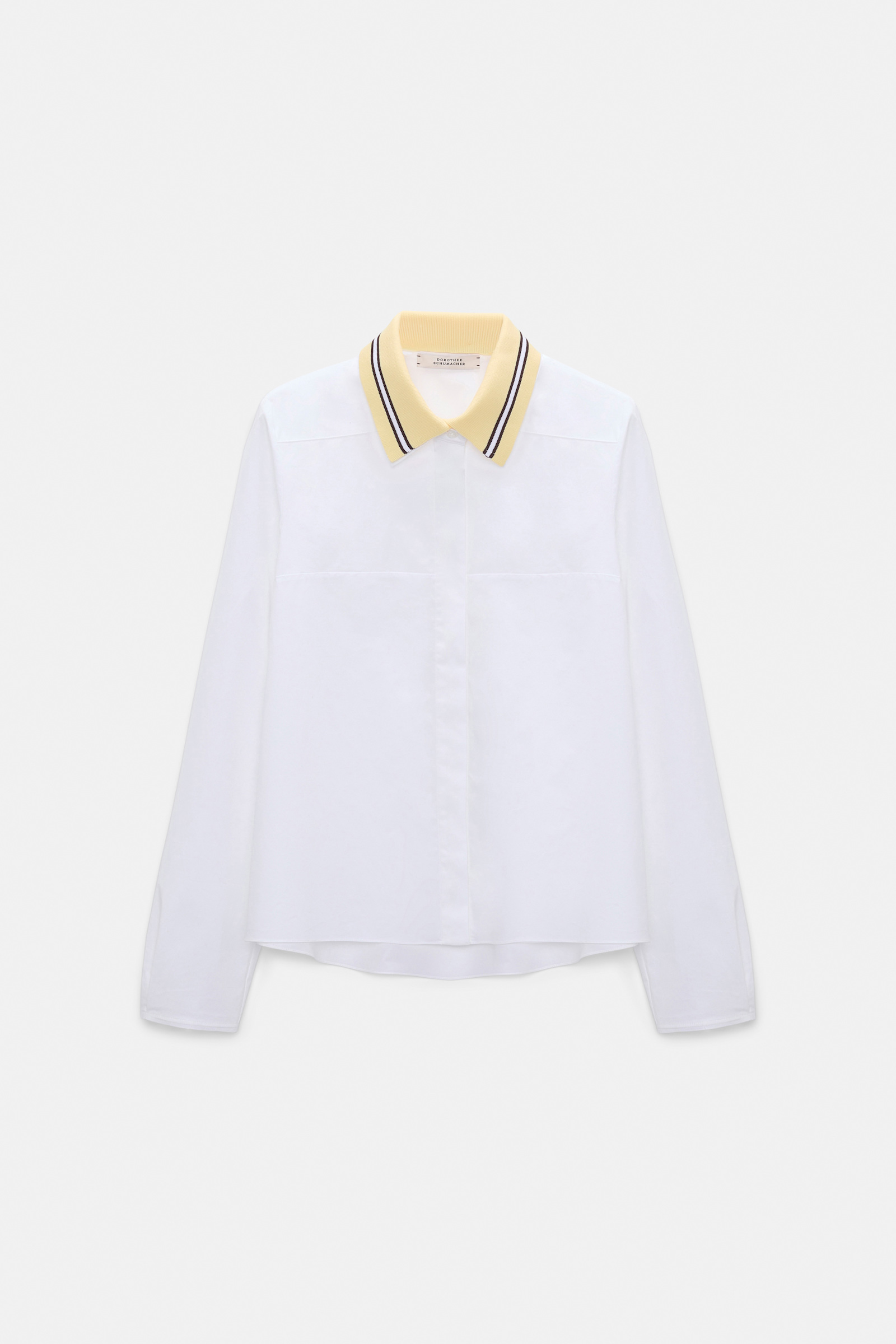 Dorothee Schumacher Bluse mit abnehmbarem, gestreiftem Polokragen aus Baumwoll-Popeline white lemon