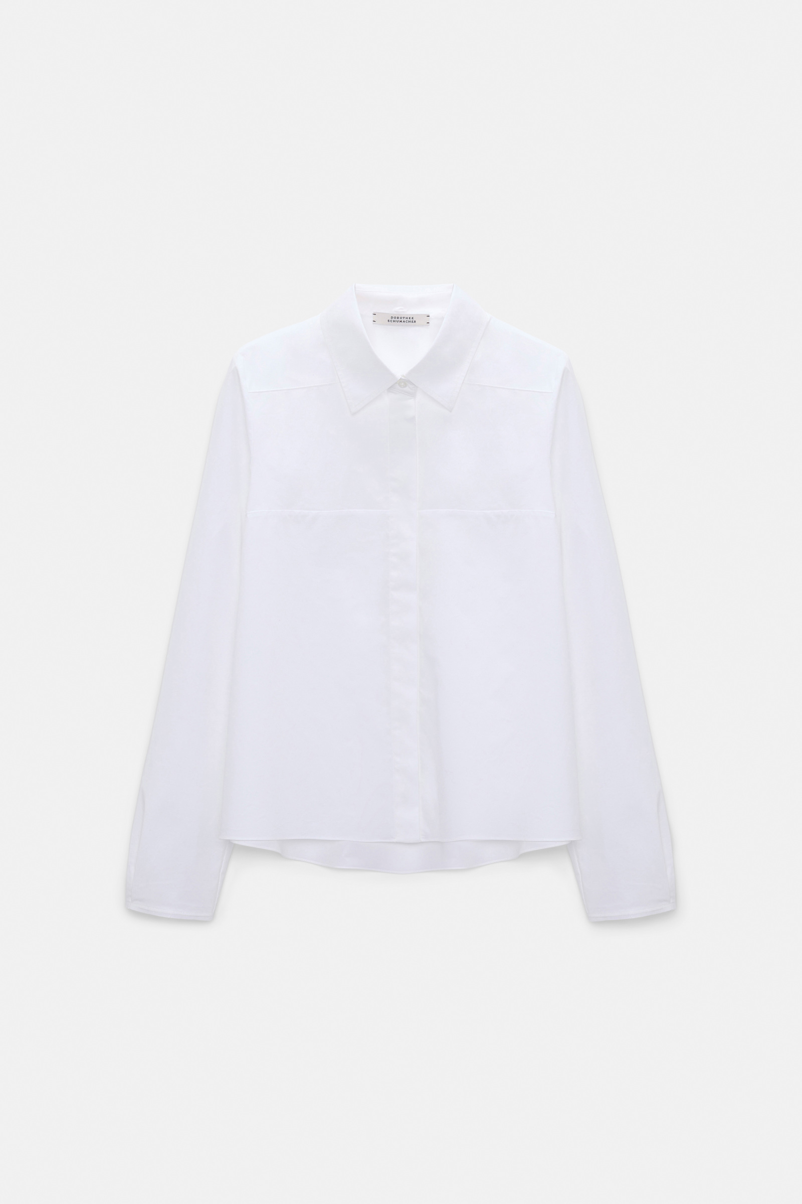 Dorothee Schumacher Bluse mit abnehmbarem, gestreiftem Polokragen aus Baumwoll-Popeline white lemon