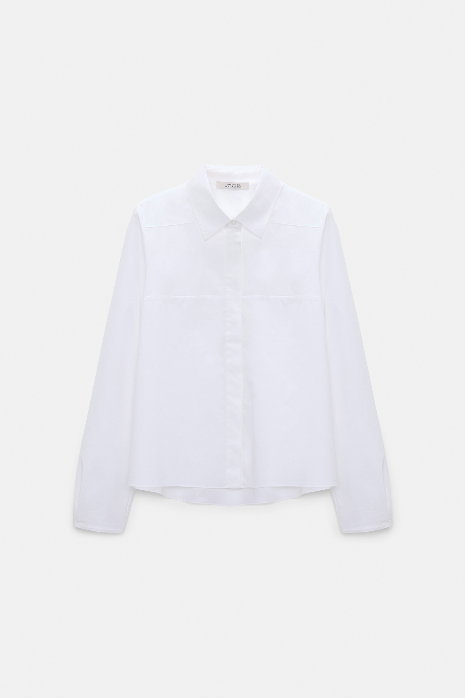Dorothee Schumacher Bluse mit abnehmbarem, gestreiftem Polokragen aus Baumwoll-Popeline white sky