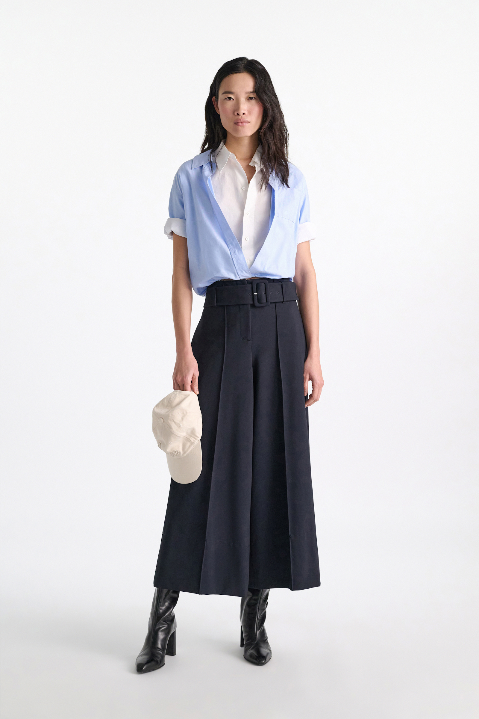 Dorothee Schumacher Zweilagige, kurz geschnittene Blousonbluse oxford blue