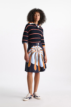 Dorothee Schumacher Bluse mit abnehmbarem, gestreiftem Polokragen aus Baumwoll-Oxford oxford blue