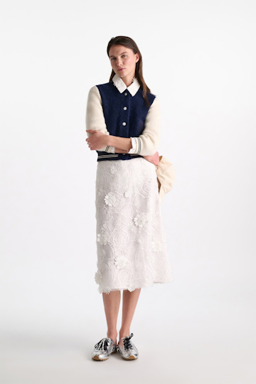 Dorothee Schumacher Embroidered organza skirt pure white