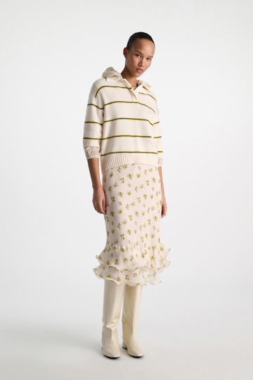 Dorothee Schumacher Printed georgette midi-skirt with ruffles Little Daydream lemon