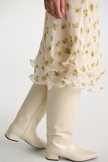 Dorothee Schumacher Printed georgette midi-skirt with ruffles Little Daydream lemon