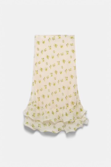 Dorothee Schumacher Printed georgette midi-skirt with ruffles Little Daydream lemon