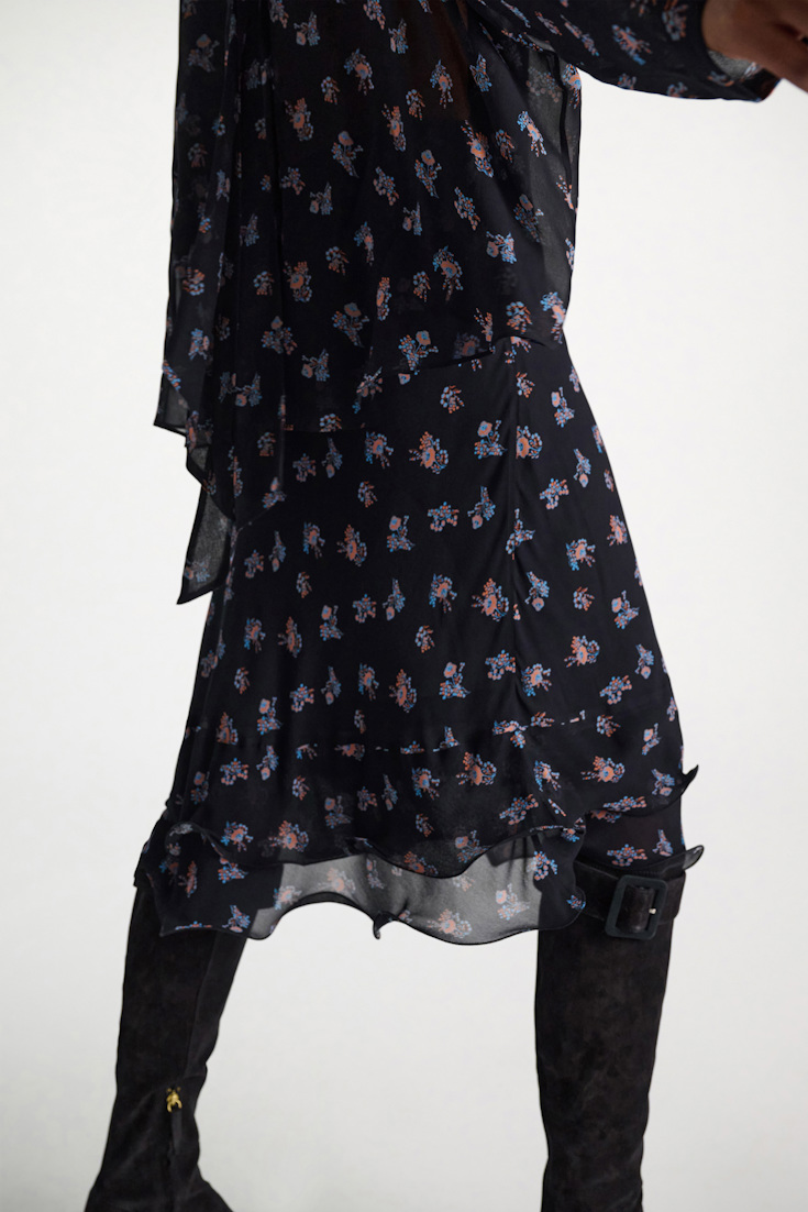 Dorothee Schumacher Midi-Rock aus bedrucktem Georgette Little Daydream navy orange