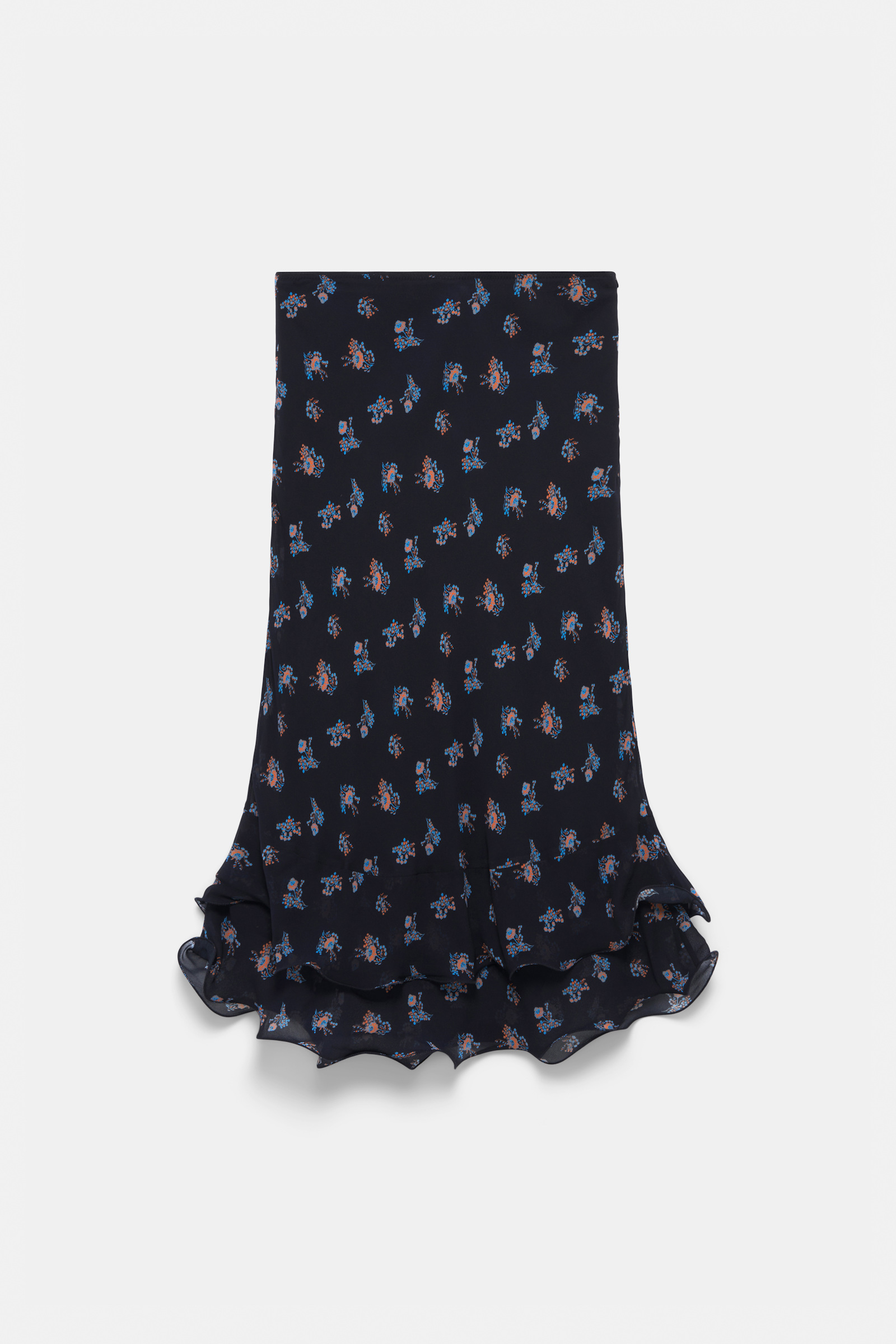 Dorothee Schumacher Midi-Rock aus bedrucktem Georgette Little Daydream navy orange