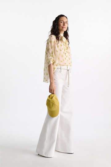 Dorothee Schumacher Extra boxy, printed georgette blouse Little Daydream lemon