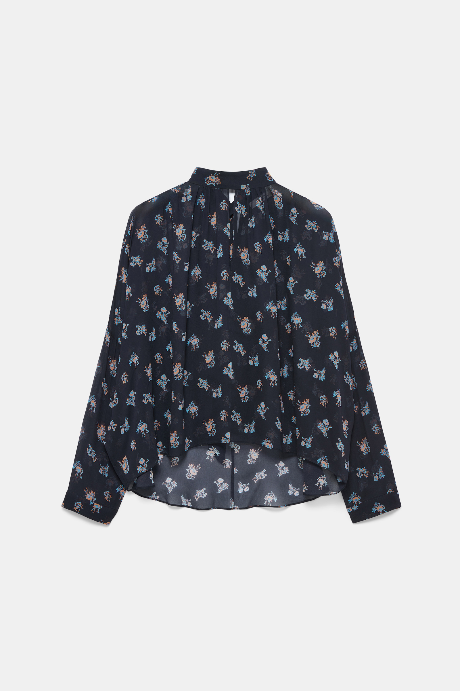 Dorothee Schumacher Extra boxy, printed georgette blouse Little Daydream navy orange