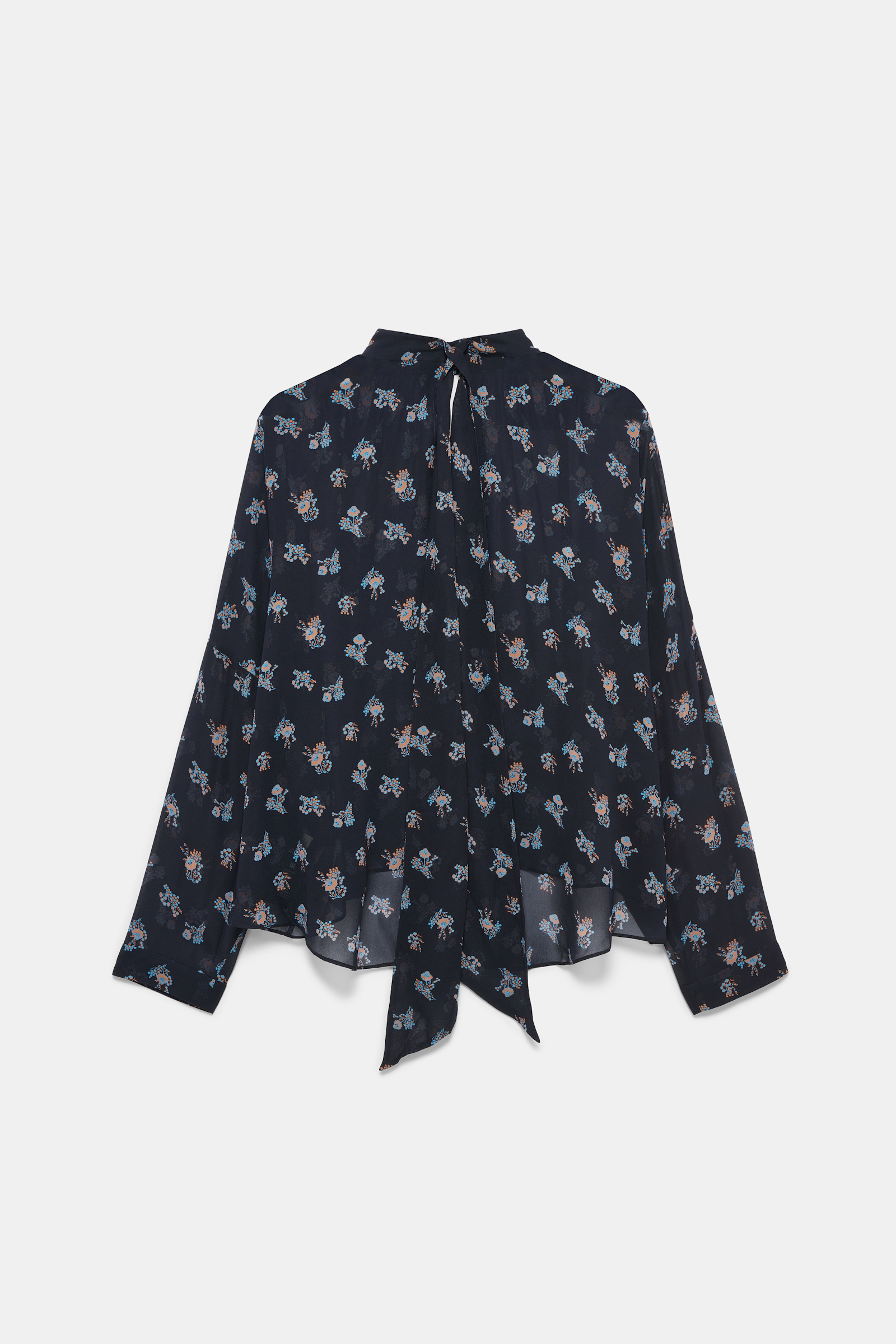 Dorothee Schumacher Extra boxy, printed georgette blouse Little Daydream navy orange