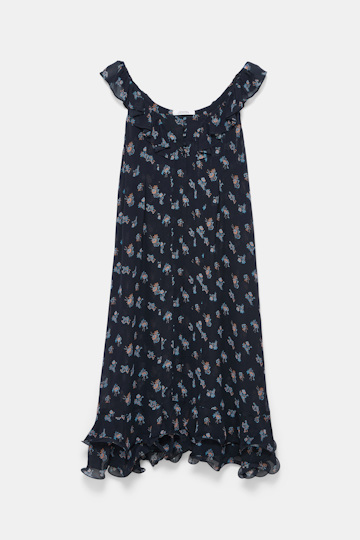 Dorothee Schumacher Printed georgette dress Little Daydream navy orange