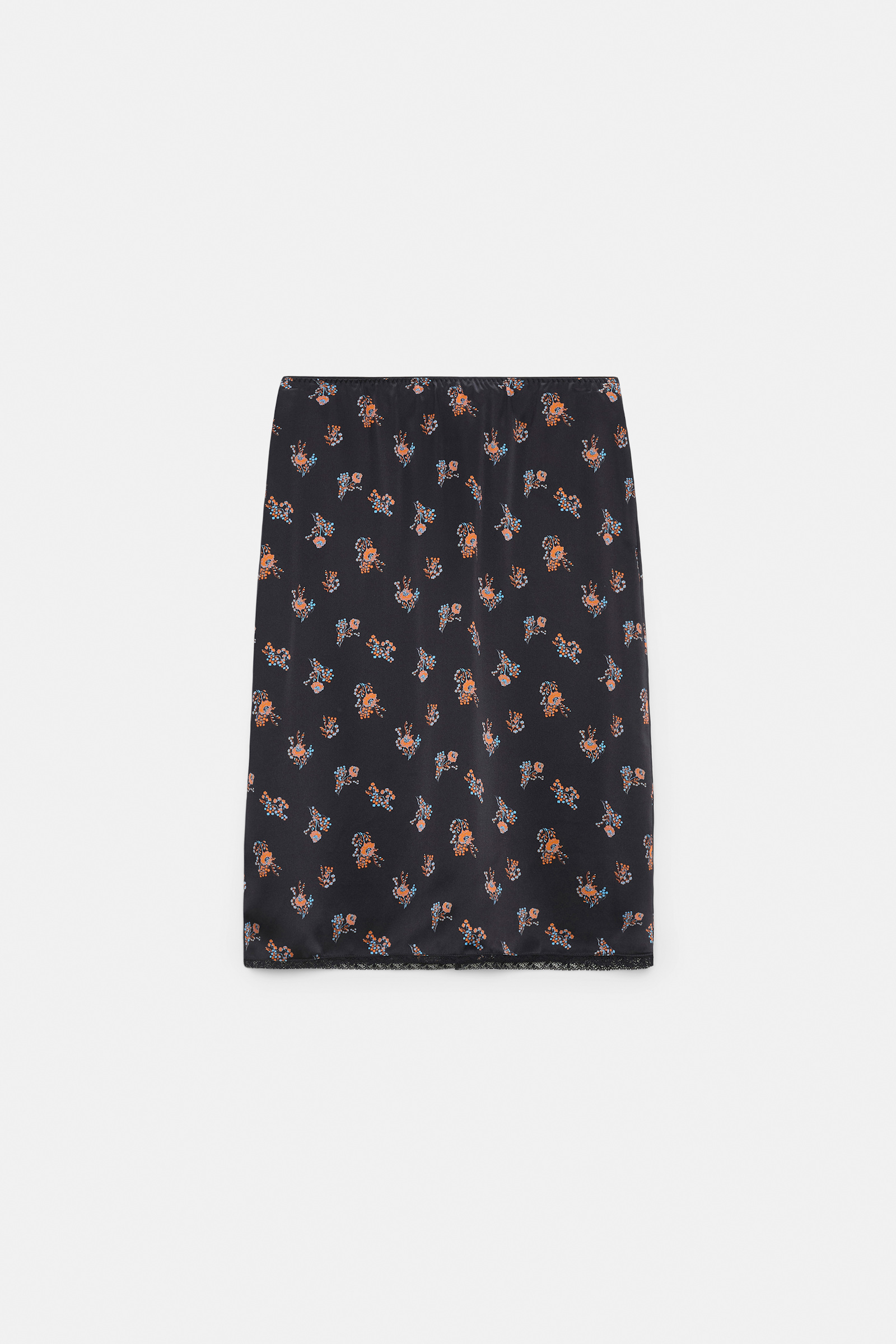 Dorothee Schumacher Lingerie-Rock aus bedrucktem Seidensatin Little Daydream navy orange