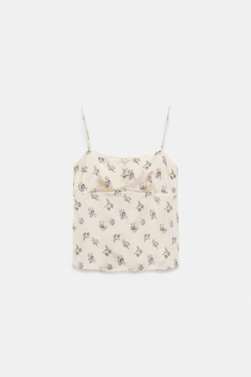 Dorothee Schumacher Lingerie-style camisole in printed silk satin little daydream yellow