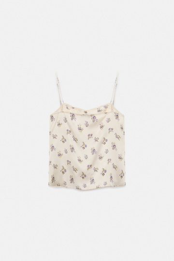 Dorothee Schumacher Lingerie-style camisole in printed silk satin little daydream yellow