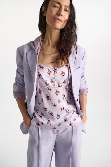 Dorothee Schumacher Lingerie-style camisole in printed silk satin little daydream lilac