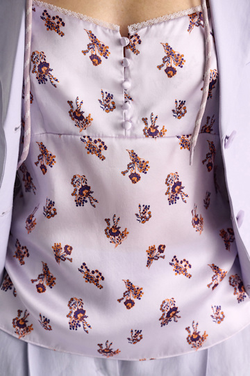 Dorothee Schumacher Lingerie-style camisole in printed silk satin little daydream lilac
