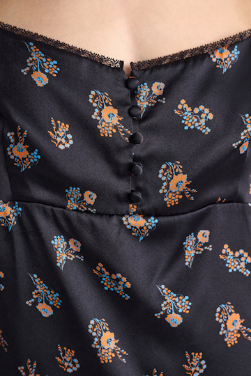 Dorothee Schumacher Lingerie-style camisole in printed silk satin Little Daydream navy orange