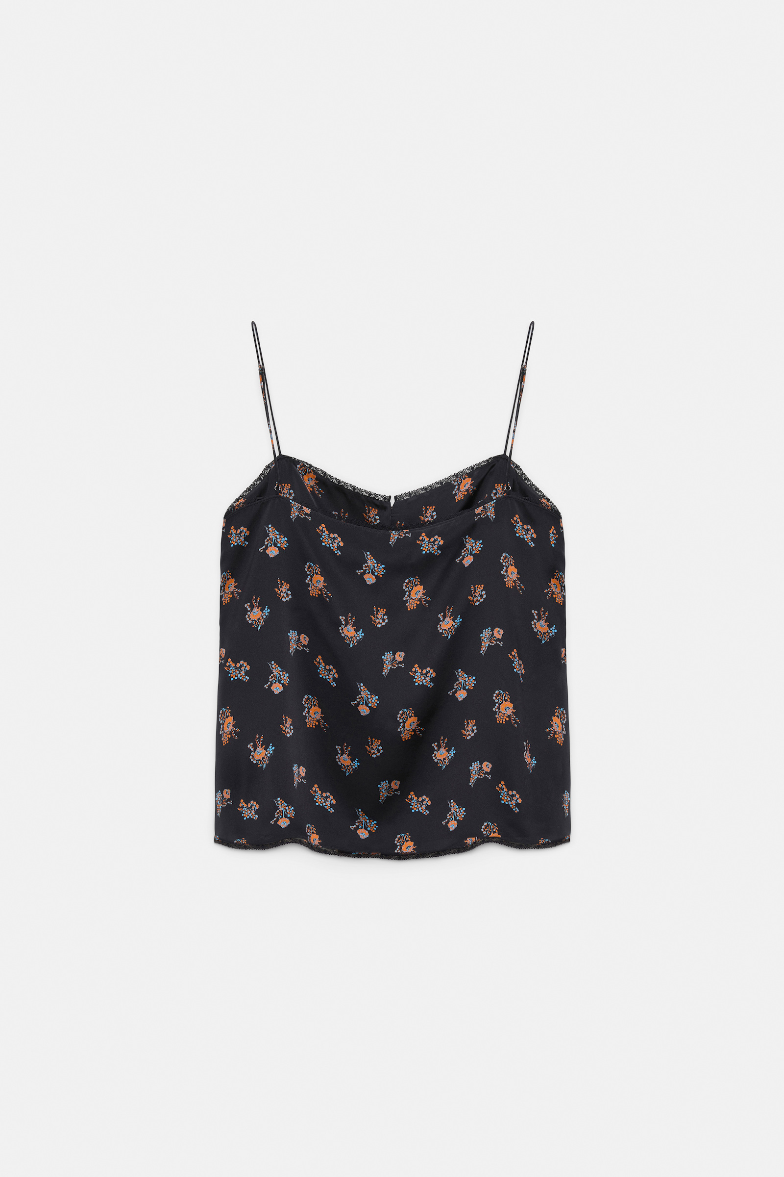 Dorothee Schumacher Lingerie-style camisole in printed silk satin Little Daydream navy orange
