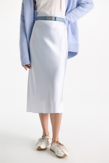Dorothee Schumacher Silk satin midi-skirt ice sky