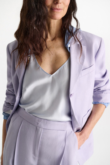 Dorothee Schumacher Silk-satin camisole with V-neckline ice sky