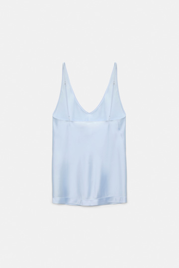 Dorothee Schumacher Silk-satin camisole with V-neckline ice sky