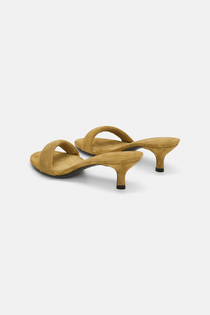 Dorothee Schumacher Kitten heel suede slides with padded strap dafne green