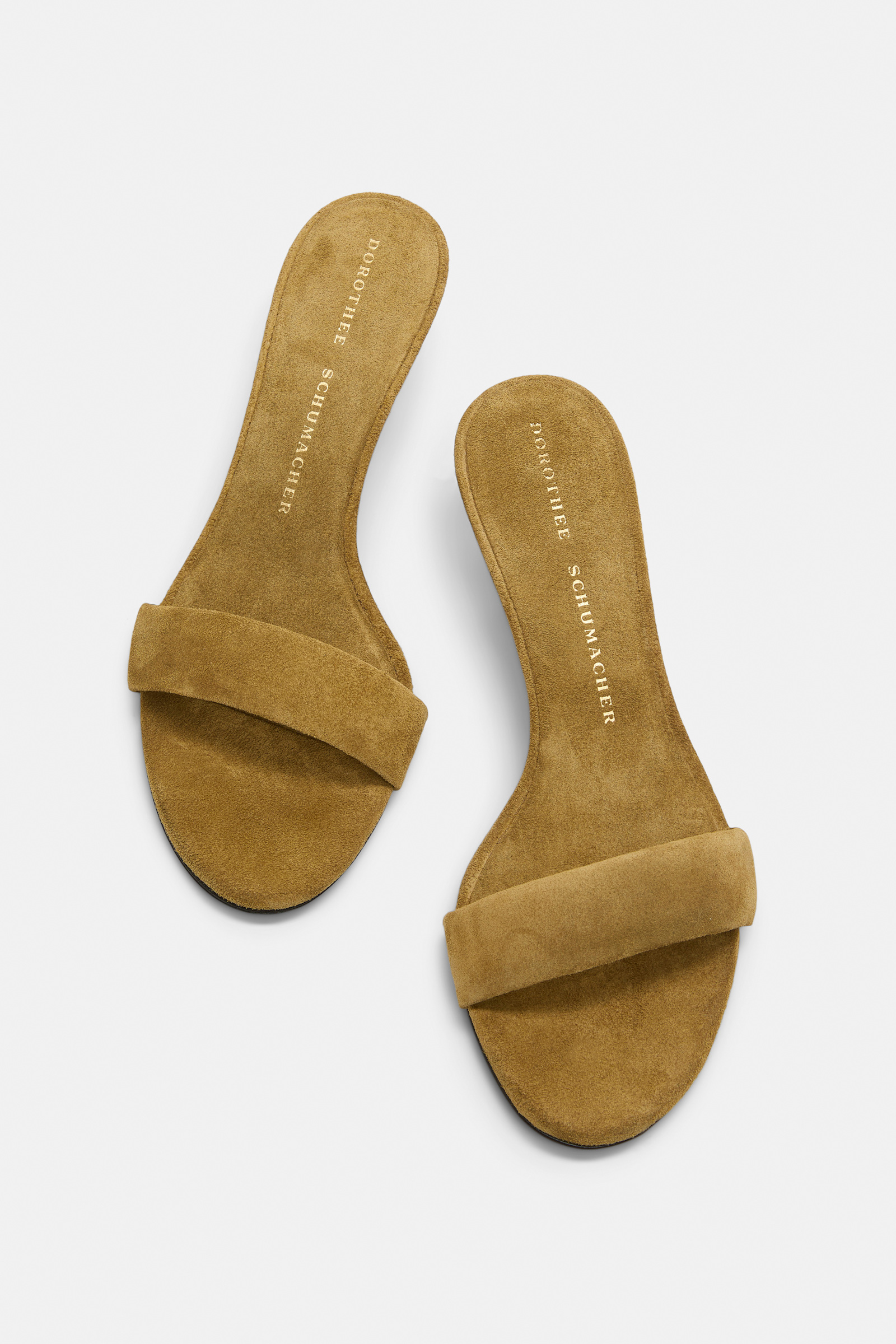 Dorothee Schumacher Kitten heel suede slides with padded strap dafne green