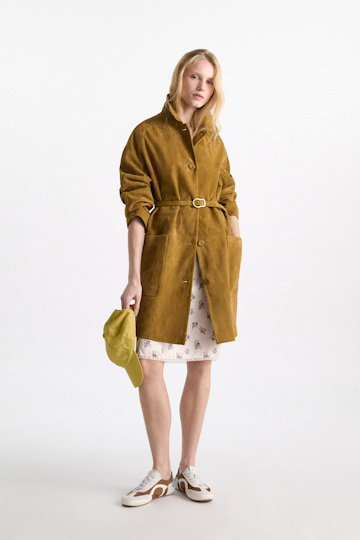 Dorothee Schumacher Suede belt with signature buckle dafne green