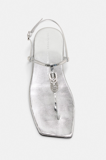 Dorothee Schumacher Metallic sandals with signature D-rings silver