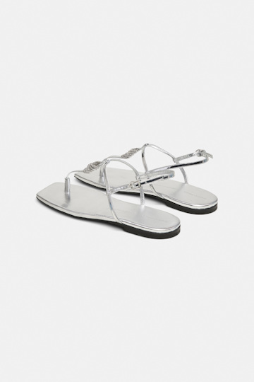 Dorothee Schumacher Metallic sandals with signature D-rings silver