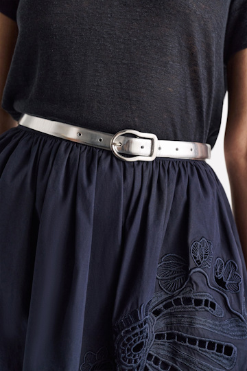 Dorothee Schumacher Mirrored metallic leather belt silver