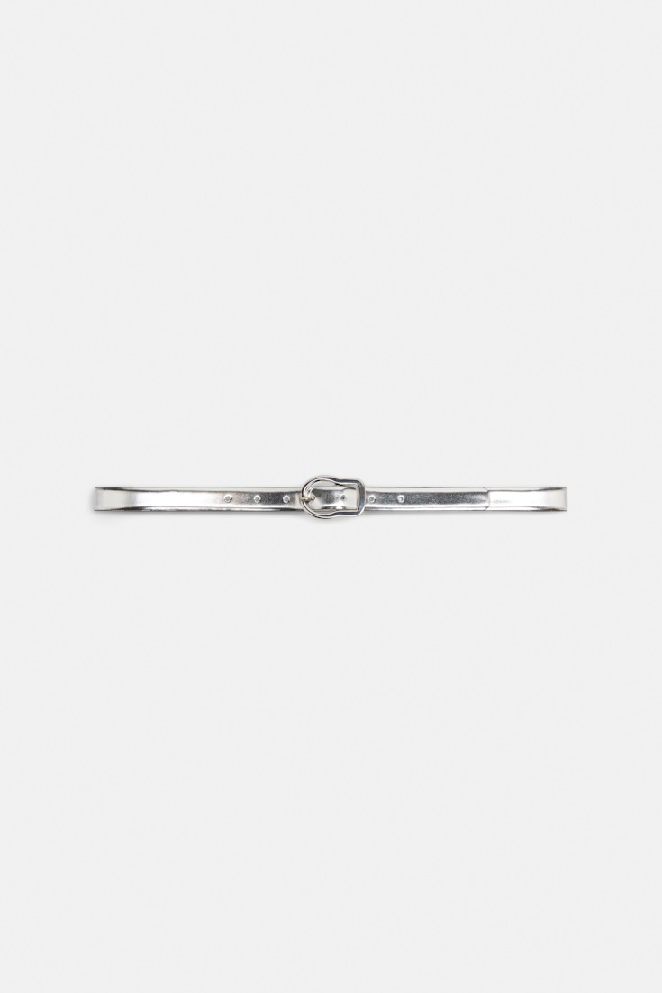 Dorothee Schumacher Gürtel aus Metallic-Leder mit Spiegeleffekt silver