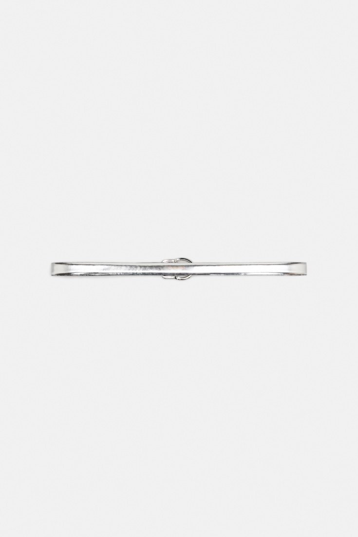 Dorothee Schumacher Gürtel aus Metallic-Leder mit Spiegeleffekt silver