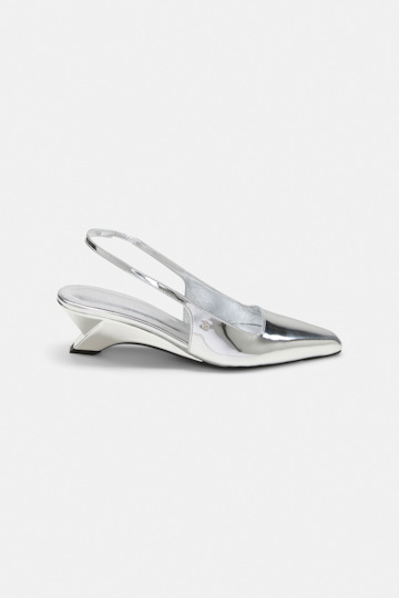 Dorothee Schumacher Slingback graphic contour wedges silver
