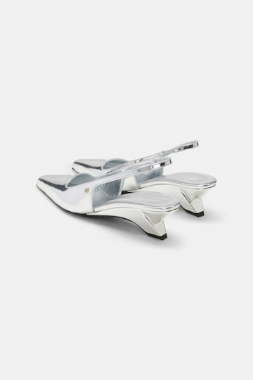 Dorothee Schumacher Slingback graphic contour wedges silver
