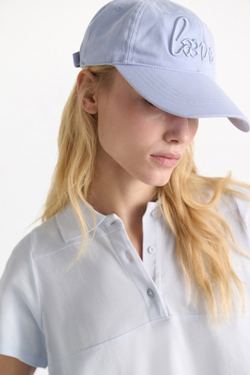 Dorothee Schumacher "Love" embroidered baseball cap baby blue