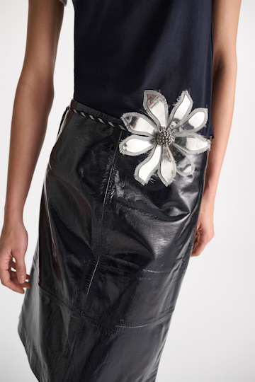 Dorothee Schumacher Cord sash belt with flower silver