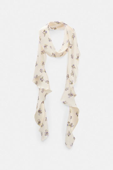 Dorothee Schumacher Silk-satin signature print flounce scarf little daydream yellow