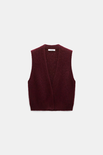 Dorothee Schumacher Cashmere vest with pointelle merlot