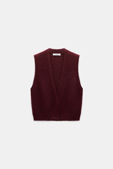 Dorothee Schumacher Cashmere vest with pointelle merlot