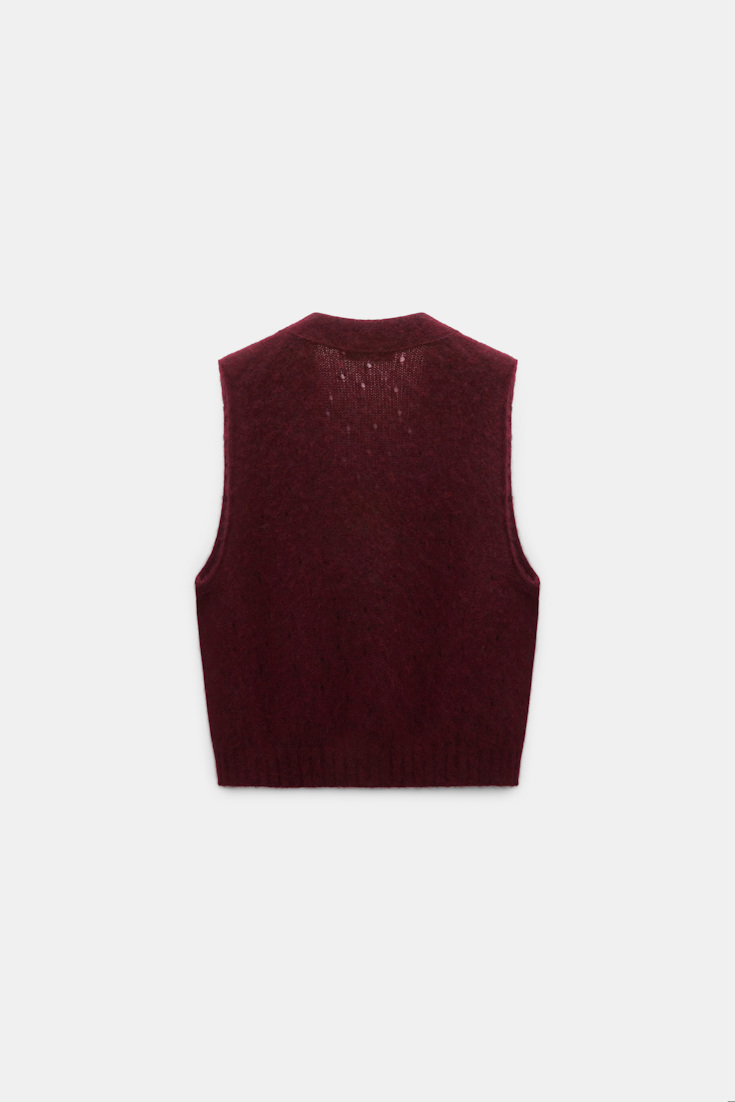 Dorothee Schumacher Cashmere vest with pointelle merlot