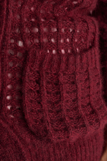 Dorothee Schumacher Cardigan mit grafischem Pointelle-Muster aus Kaschmir merlot
