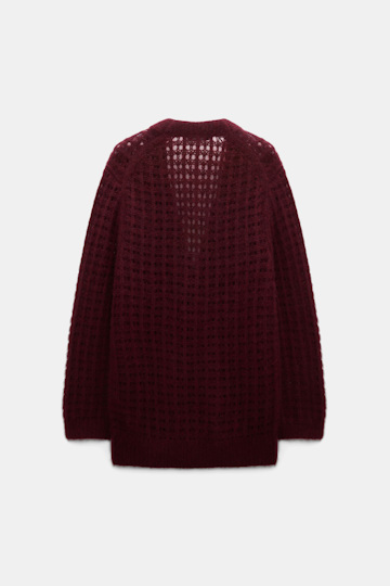 Dorothee Schumacher Cardigan mit grafischem Pointelle-Muster aus Kaschmir merlot