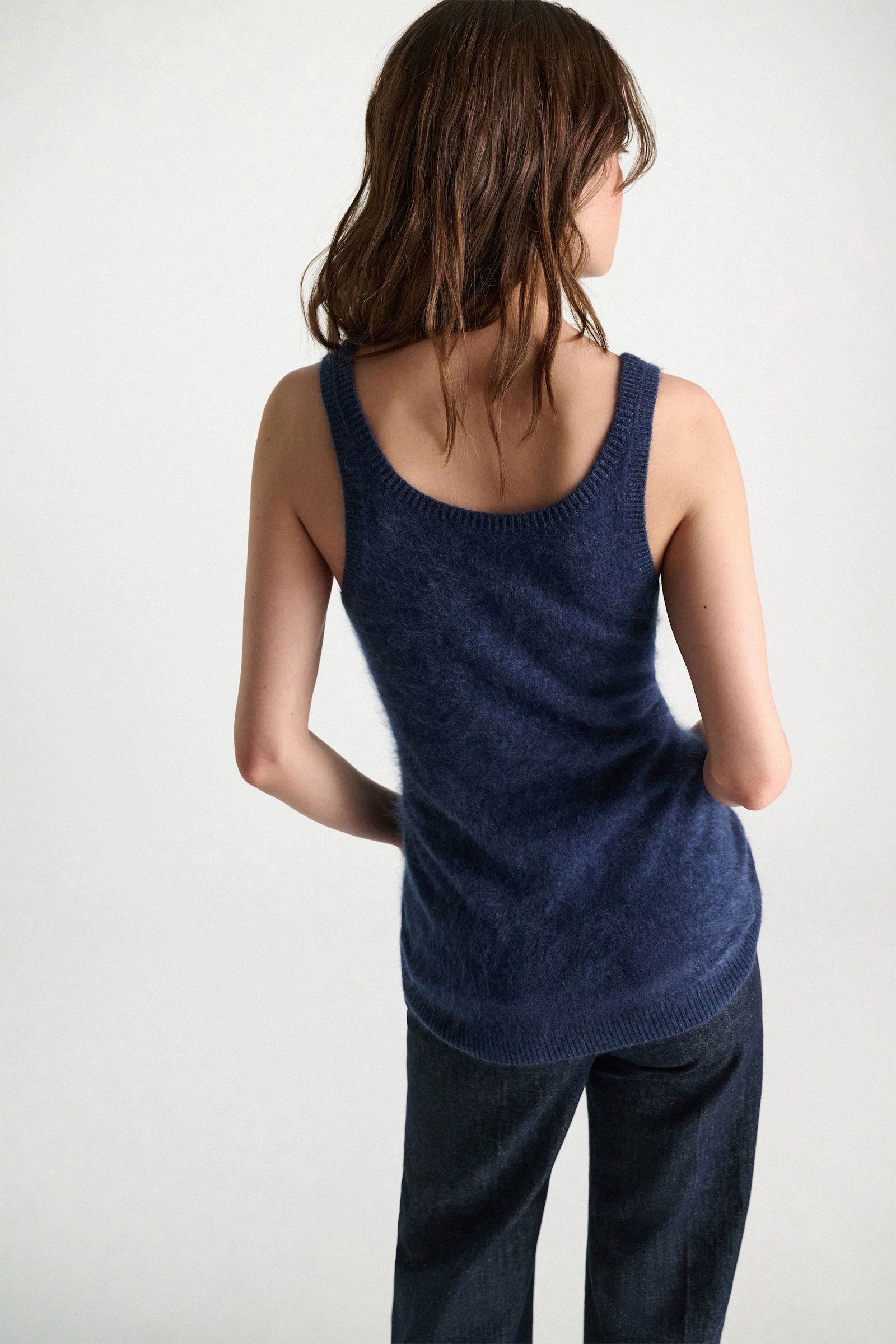 Dorothee Schumacher Merino-cashmere fluffy knit tank top blue night