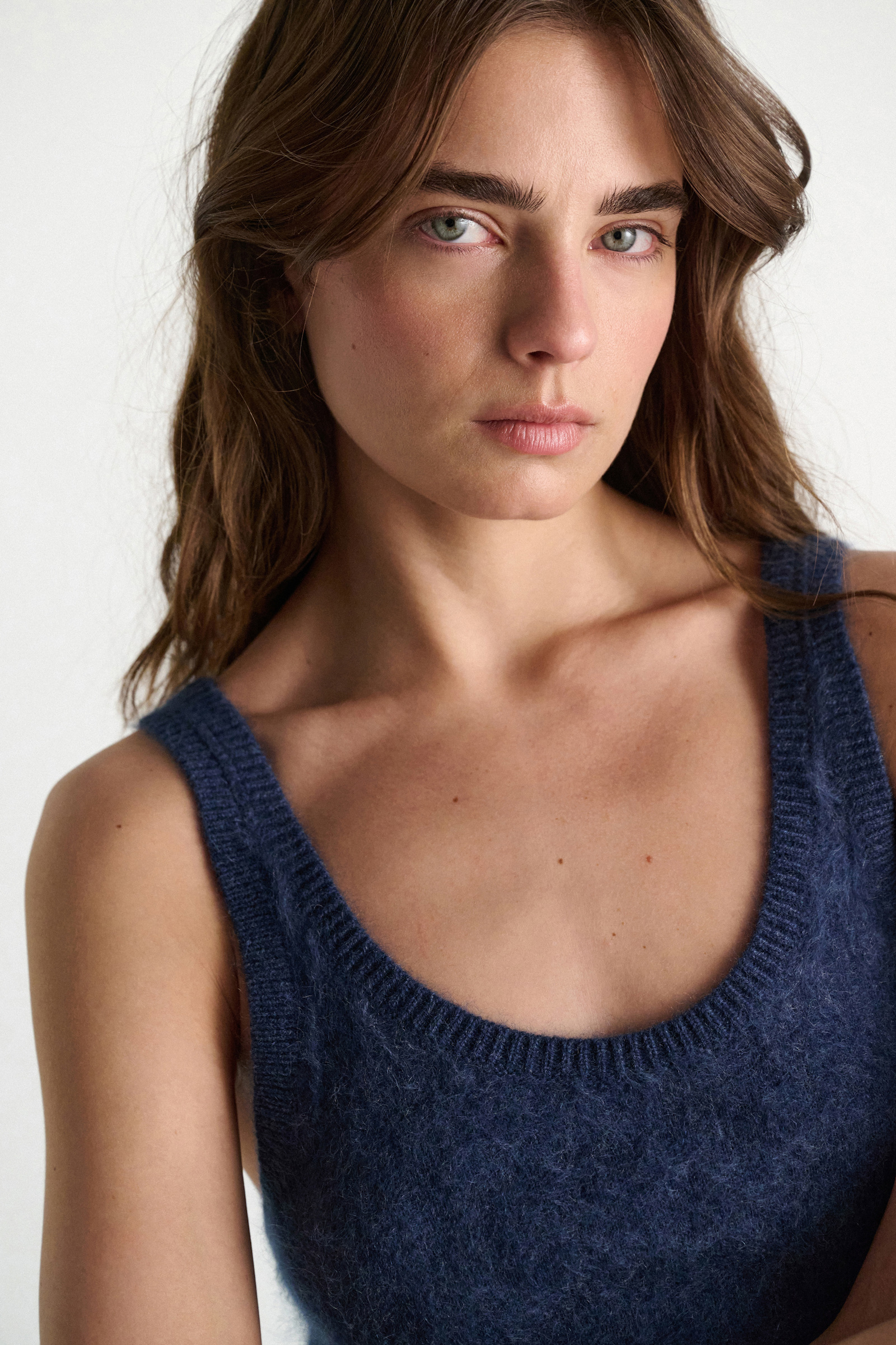 Dorothee Schumacher Merino-cashmere fluffy knit tank top blue night