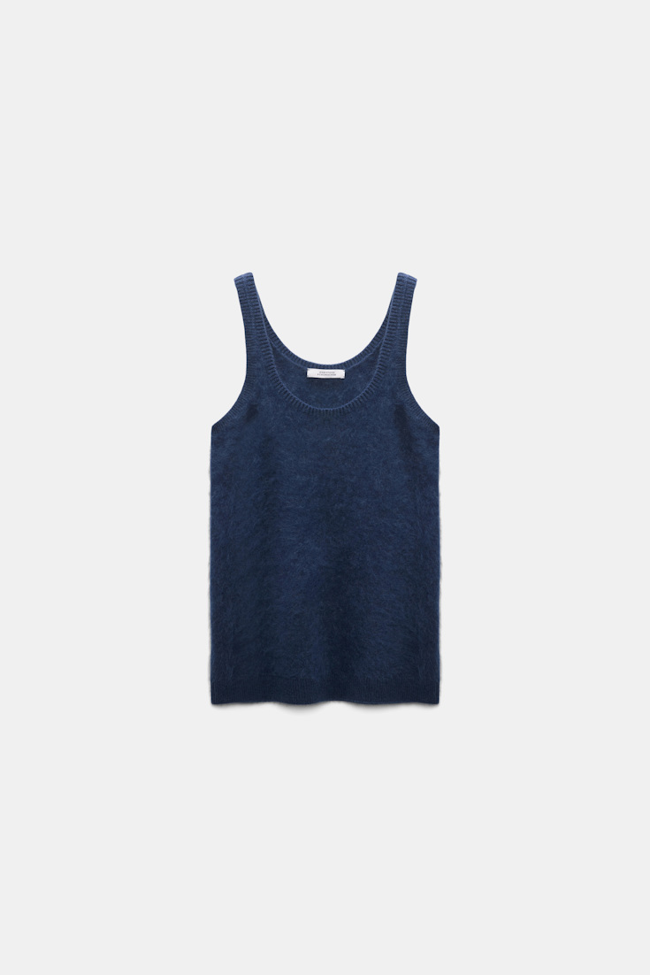 Dorothee Schumacher Merino-cashmere fluffy knit tank top blue night