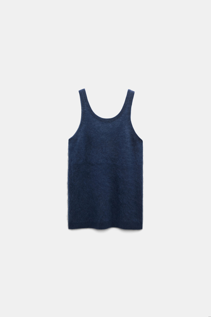 Dorothee Schumacher Merino-cashmere fluffy knit tank top blue night